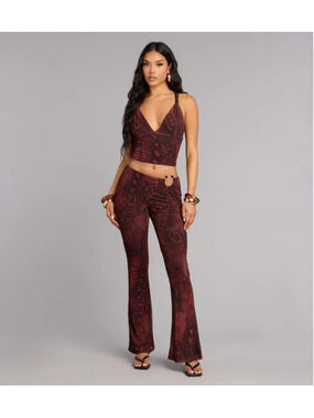 Windsor Sleek Moves Snake Print Flare Pants small